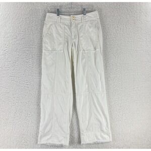 Anthropologie Pants Womens Size 26 White Wide Leg‎ Mid-Rise Frayed Hem Casual